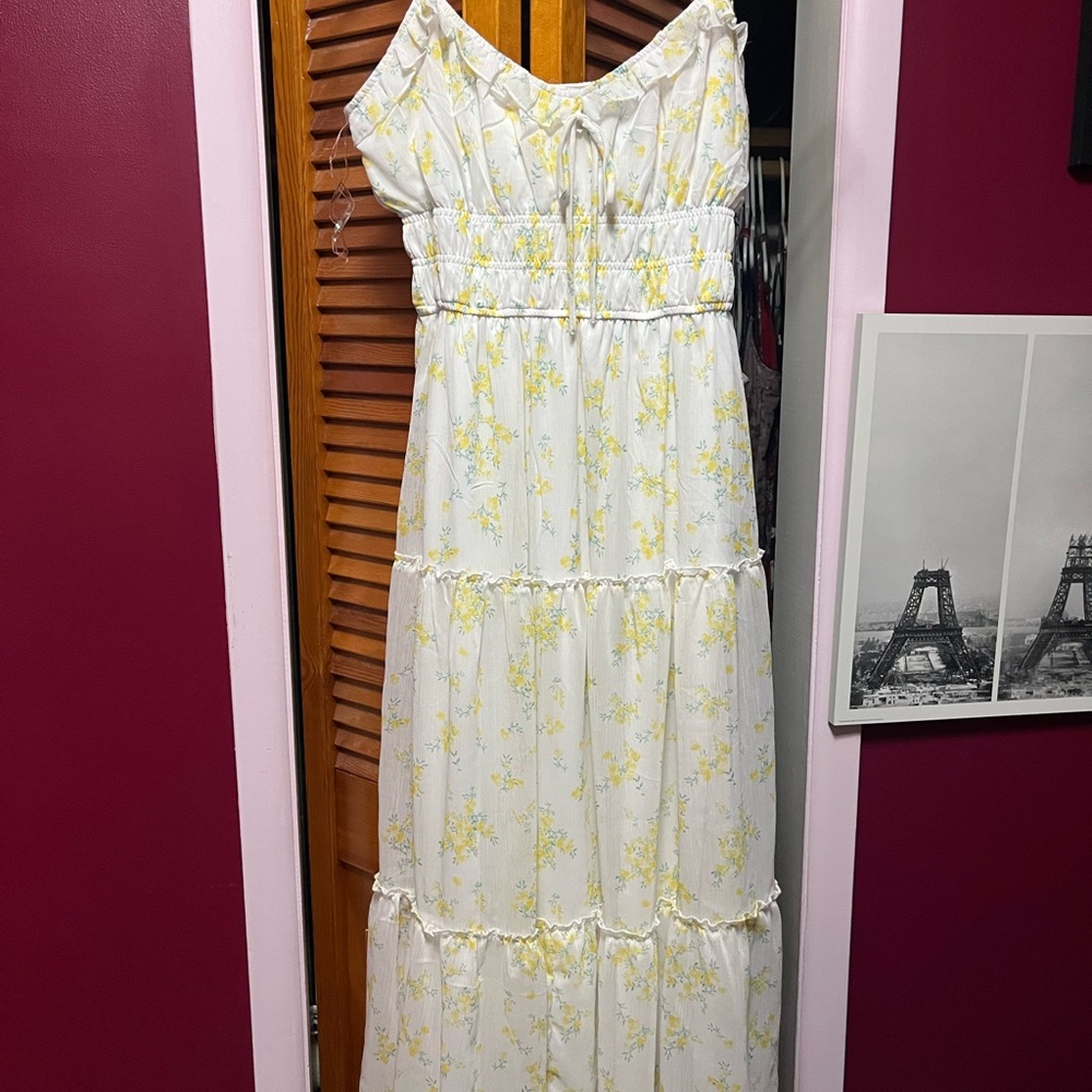 Trixxi White Dress with Yellow Floral Design
